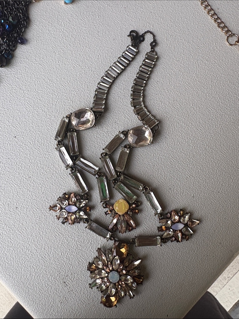 Source Unknown Multicolor Crystal Floral Statement Necklace